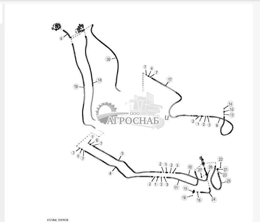 Линии вращения и слива (однофункциональные) (гидротрансформатор) 